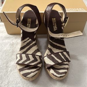Michael Kors Zebra Canbas Espadrille Wedges